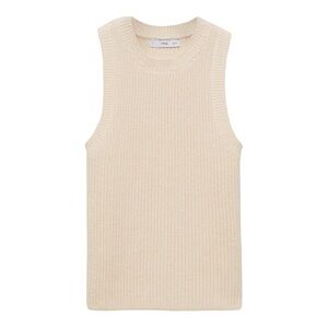 MANGO Tappeito Cotton & Wool Sweater Vest in Light Beige Size Small NWT